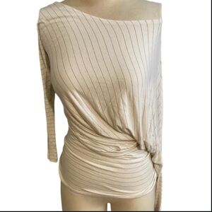 Off-Shoulder Cream Striped Women’s Top